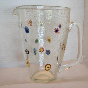 Mid Century Millifori Glass Pitcher